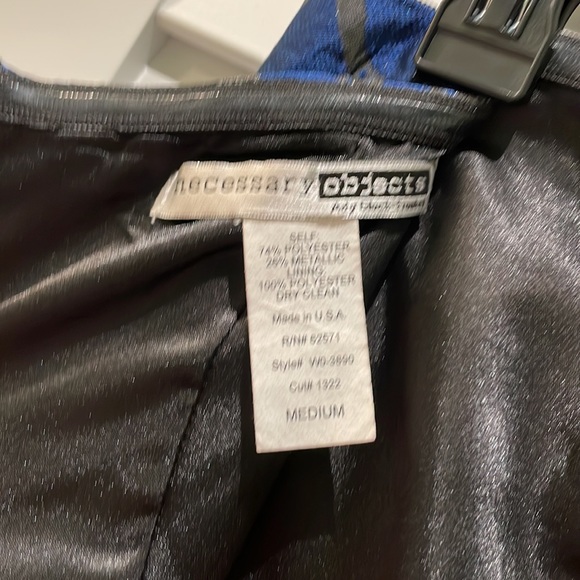 mecessary objects BEAUTIFUL strapless PARTY DRESS w/ DEEP BLUE/SILVER sz. MEDIUM - Picture 5 of 7